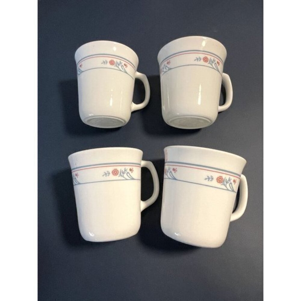 CORNING PINK/BLUE FLOWER COFFEE MUGS (4) ALL PRISTINE IN EXCELLENT CONDITION M